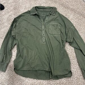 Aerie Olive Green Button-Up Henley
